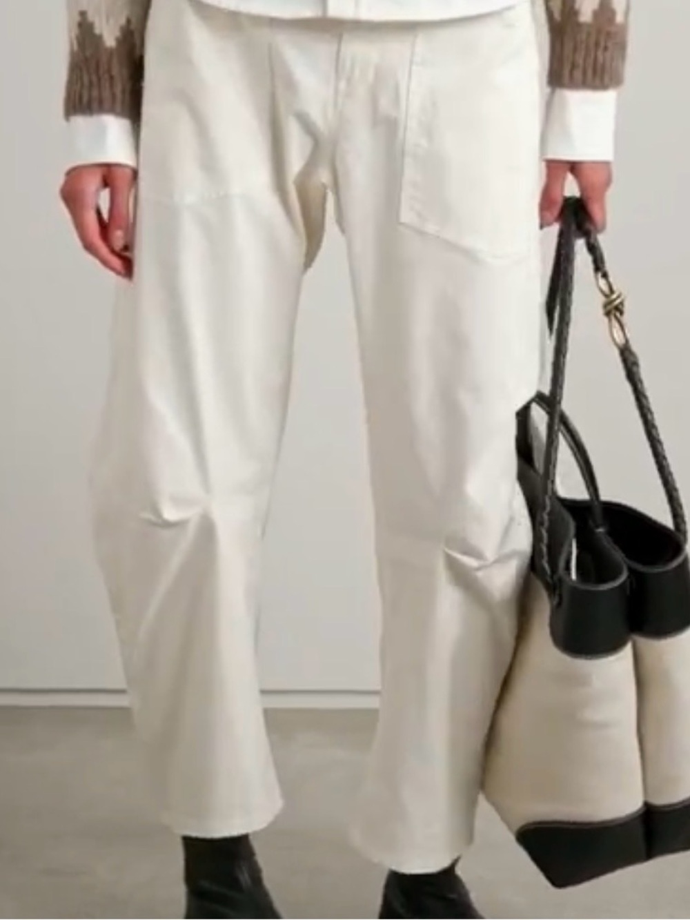 Nili Lotan Cream Wide-Leg Utility Pants